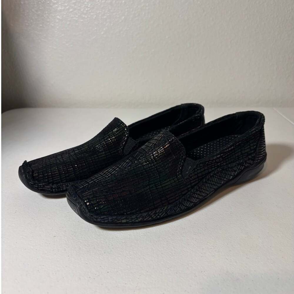 Bernie Mev Size 7 (EU 38) Pam Black Iridescent Slip-On Loafer Driving Shoe NEW